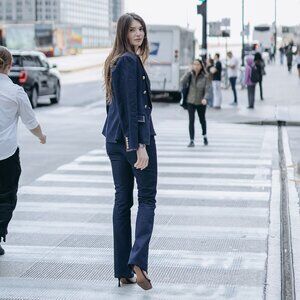 Tall Women’s 3-Piece Denim Suit Set – Blazer, Vest, Trousers 5’9”–6’4”, 36 Insea